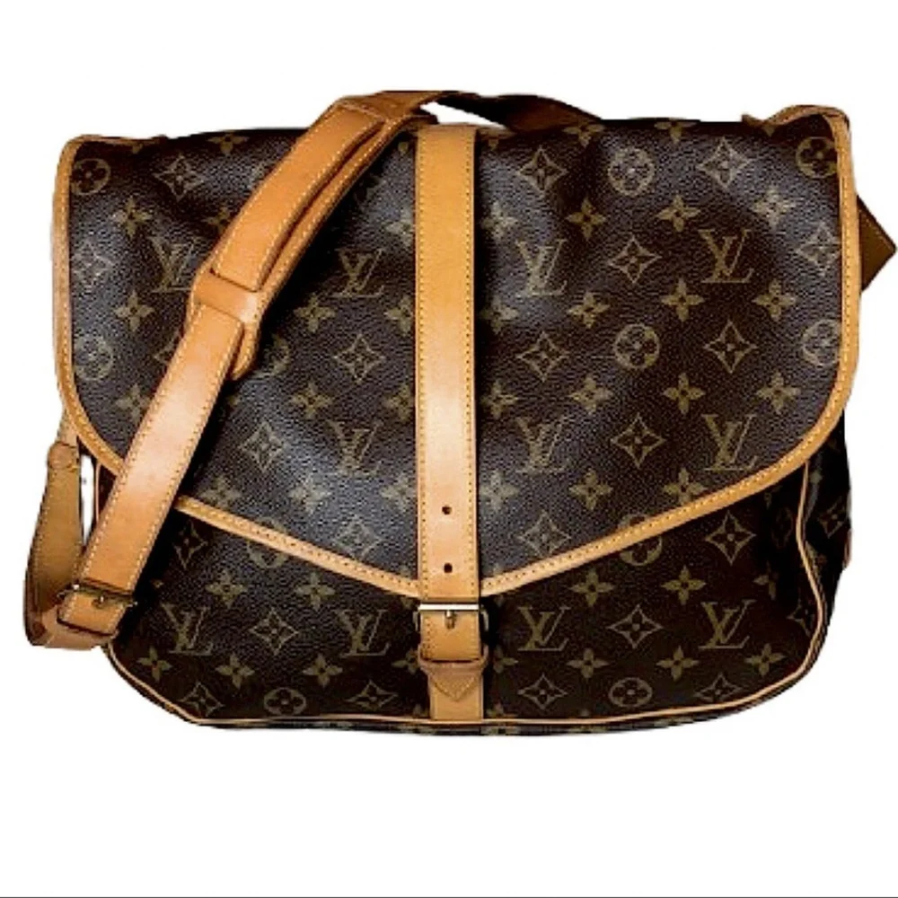Authentic LOUIS VUITTON Saumur 35 Monogram Double Sided Messenger Bag